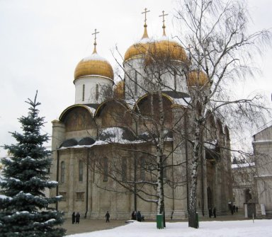 1クレムリン（モスクワ）の生神女就寝大聖堂。冬景色。.jpg